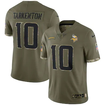 mens nike fran tarkenton olive minnesota vikings 2022 salut